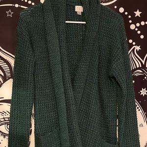 Green waffle sweater